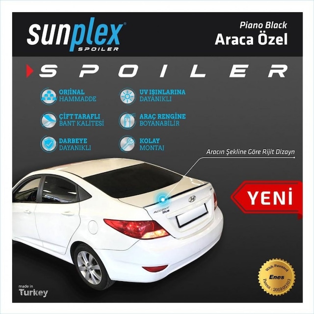 Spoiler Parlak Siyah Accent Blue 2011-2018 2009101 Sunplex