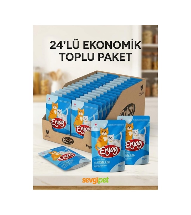 Enjoy Enjy Pouch Balıklı Yetişkin Kedi Maması 85 Gr X 24 Adet