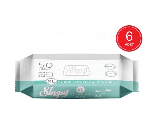 Sleepy Hassas Ciltlere Özel Xl Hasta Vücut Temizleme Mendili 6 X 50'Li