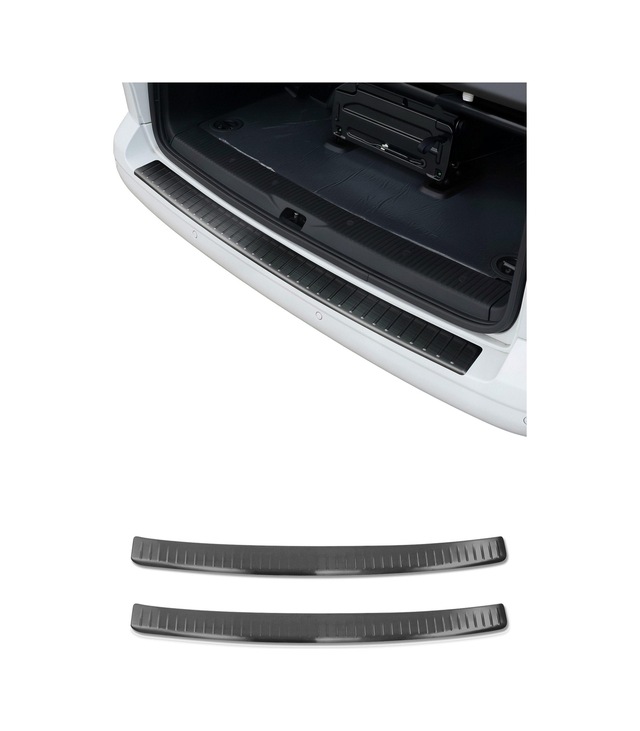 Vw T5 T6 Transporter Multivan Caravelle Çift Arka Kapı 2003-2024 Uyumlu Arka Tampon Eşiği Çelik Taşlı Siyah
