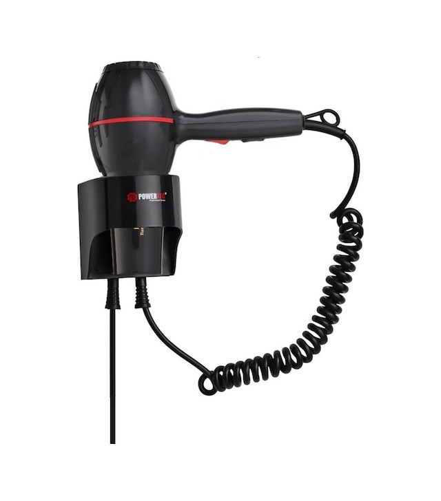Powertec Tr-301 Otel Tipi Otomatik Kapanan Askı Aparatlı Duvara Monte Fön Makinesi Siyah