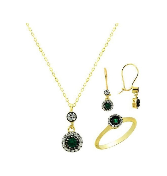 Üçlü Set Yeşil Papatya 5,53 Gram 14 Ayar Altın