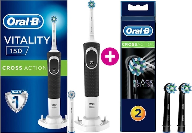Oral-B Vitality D150 Cross Action Elektrikli Diş Fırçası + Siyah 2'li Yedek Başlık