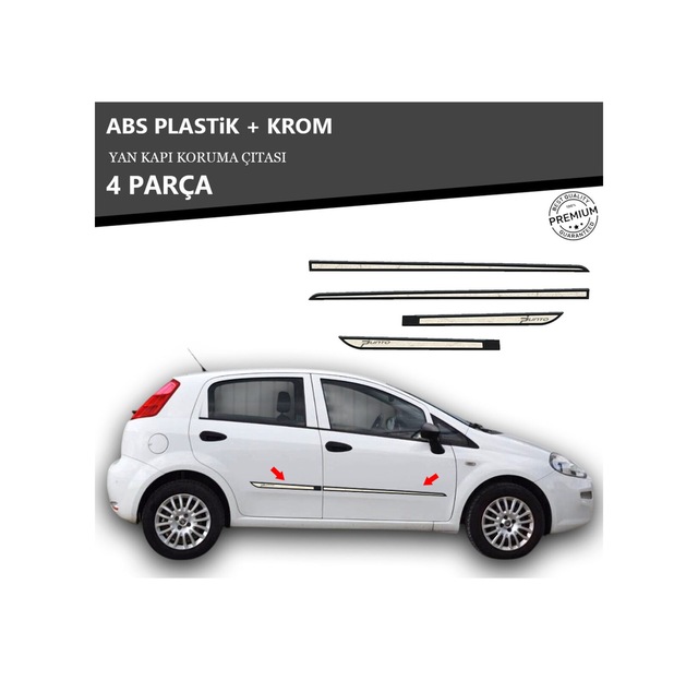 Fıat Punto Yan Kapı Koruma Çıtası Plastik + Krom Unvrslppkçt00021