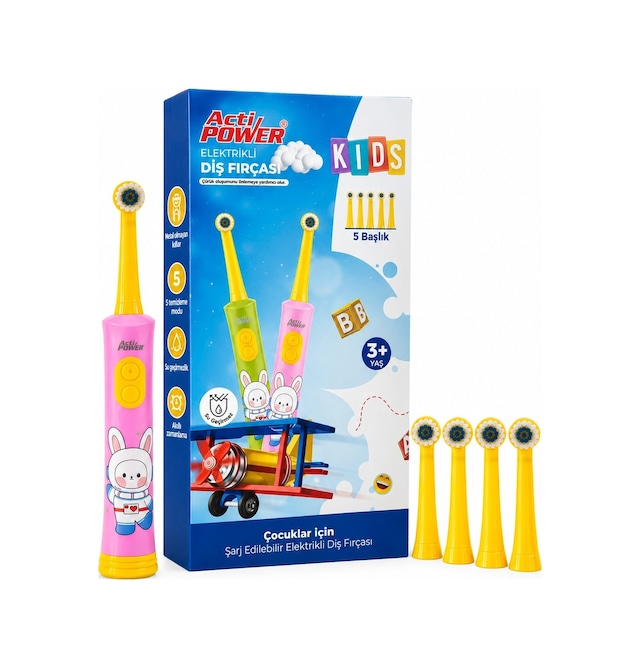 Acti Power Kids Elektrikli Çocuk Diş Fırçası + 5 Yedek Başlık