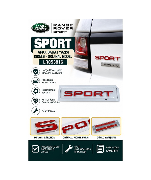 Range Rover Sport Arka Yazı Sport Kırmızı Renk Model