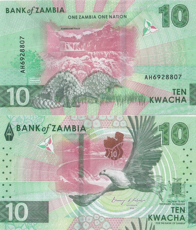Zambiya 2024 Yılı 10 Kwacha Yabancı Kağıt Para Çil Unc Koleksiyon Para