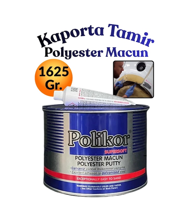 Süper Soft Polyester Macun 1625 Gr Çelik Macun Oto Araba Kaporta Tamir Dolgu Ve Yoklama Macunu Ahşap Metal Fiber Uyumlu Kolay Zımparalanan Sertleştiricili