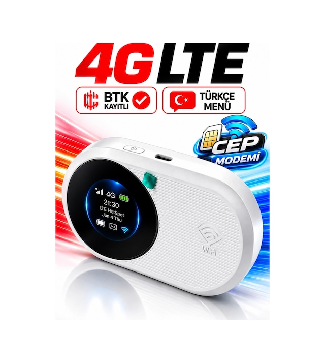 4g Lte Mobil Sim Kartlı Wifi 6 3000mah Taşınabilir Mini Cep Modem Btk Kayıtlı Türkçe Menü
