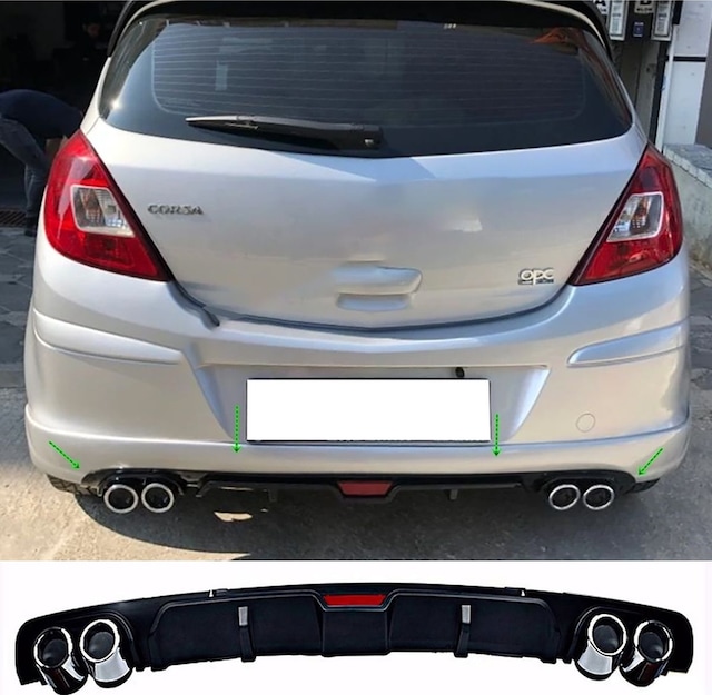 Opel Corsa D Siyah Difüzör 4 Krom Egzoz Görünümlü Difizör Arka Ek Body Kit