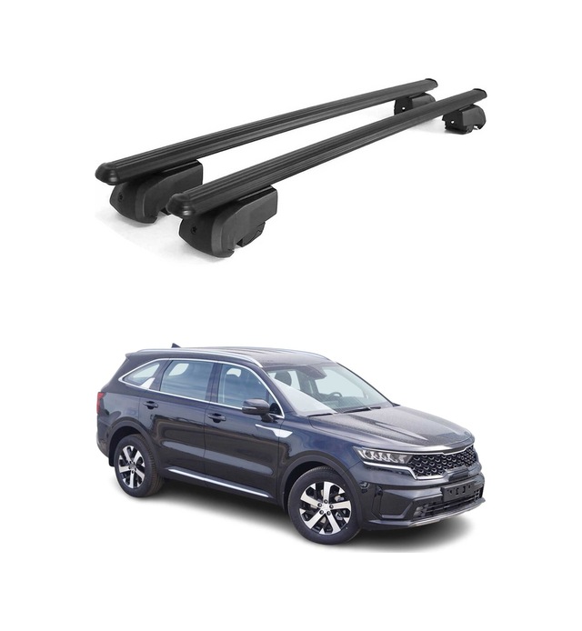 Kia Sorento Iv 2021-2027 Arası Uyumlu Port Bagaj Taşıyıcı Ara Atkı Alüminyum Siyah 2 Parça