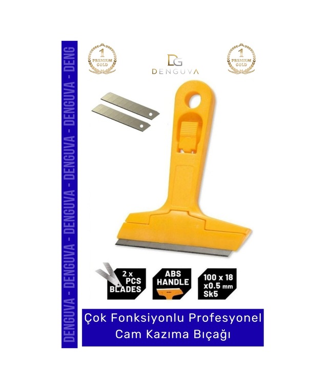 Kazımabıçağı 100mm Profesyonel Cam Zemin Sıyırma Derz Boya Kazıma Bıçağı 2 Adet Yedek Bıçak l Çok Renkli