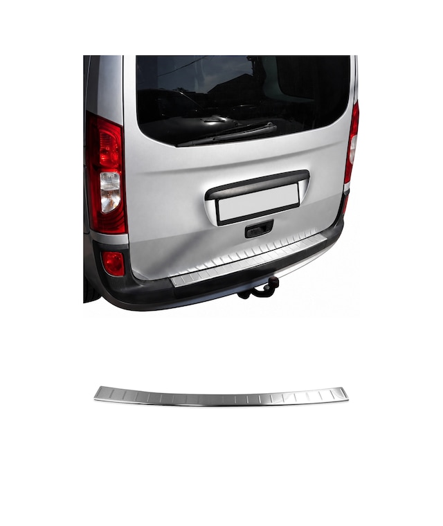Renault Kangoo Iı 2012-2021 Uyumlu Krom Arka Tampon Eşiği Paslanmaz Çelik Taşlı Mat