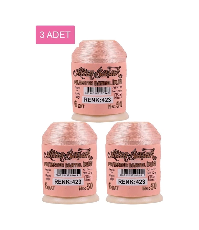 Ers 3 Adet Altınbaşak Oya Ve Dantel İpi 20 Gr - Royaleks - No: 423