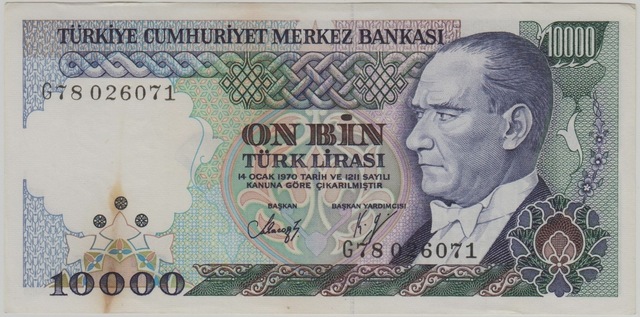 7. Emisyon 3. Tertip 10.000 Lira G78 Lekeli Çilaltı -