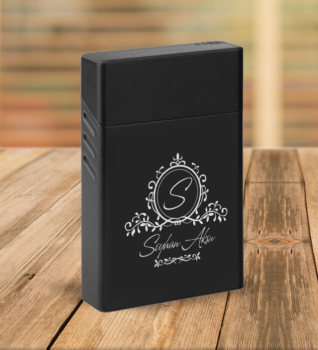 Bk Gift Kişiye Özel Siyah Slim Boy Metal Sigara Kutusu-11