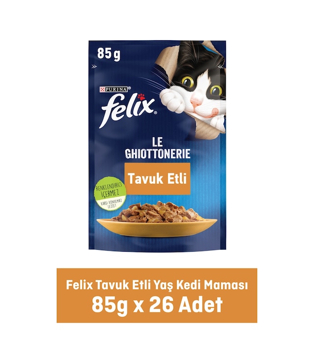 Purina Felix Pouch Tavuklu Yetişkin Kedi Maması 26 x 85 G