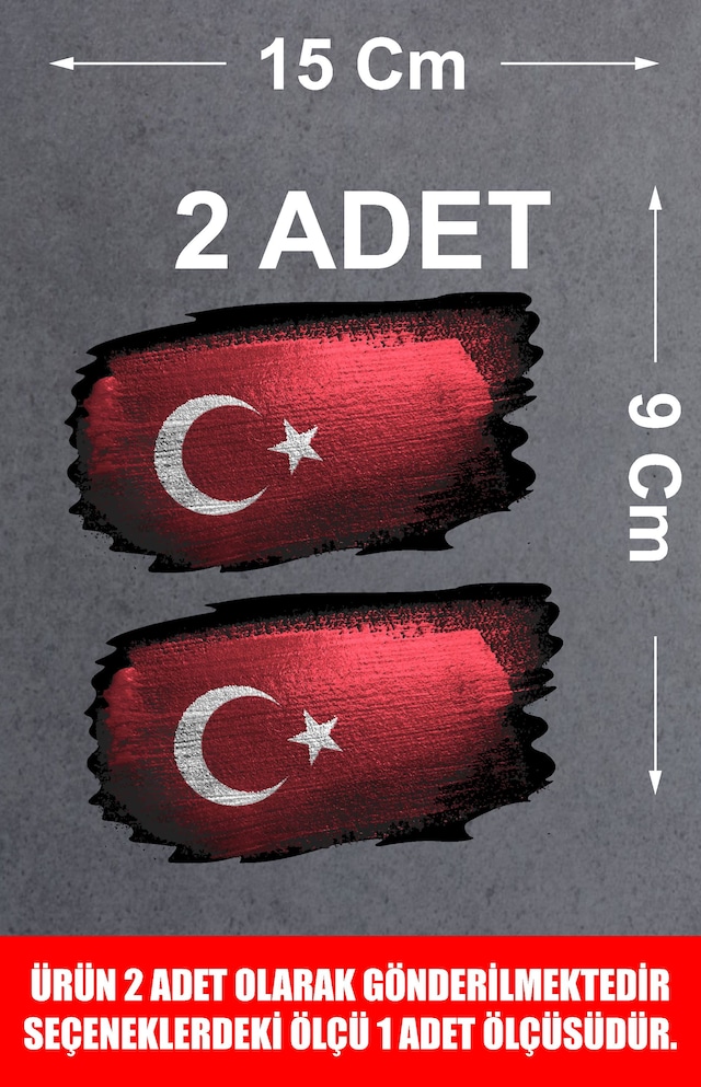 Türk Bayrağı Sticker - Türk - Bayrak - Ay Yıldız Sticker - Araba Oto Motosiklet Karavan Cam Kask Sticker - 01969 15x9 Cm
