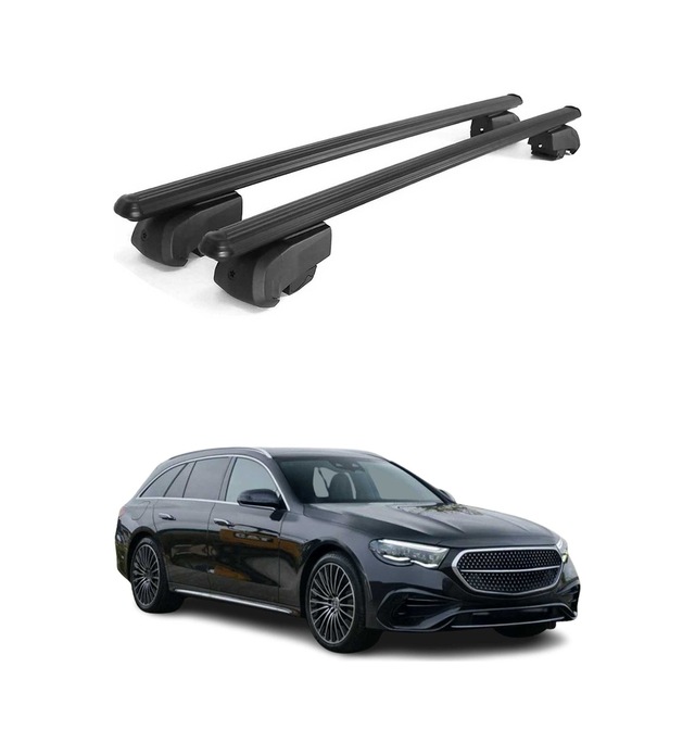 Mercedes E Serisi W213 Sedan 2016-2023 Arası Uyumlu Port Bagaj Taşıyıcı Ara Atkı Alüminyum Siyah 2 Parça