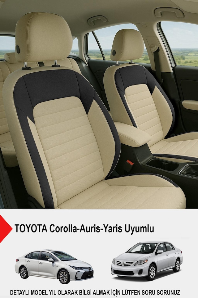 Mocha Taytüyü Oto Koltuk Kılıfı Toyota Corolla-auris-yaris Uyumlu Bej