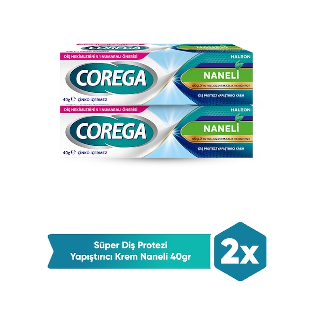 Corega Süper Protez Yapıştırıcı Krem Naneli 2 x 40 G