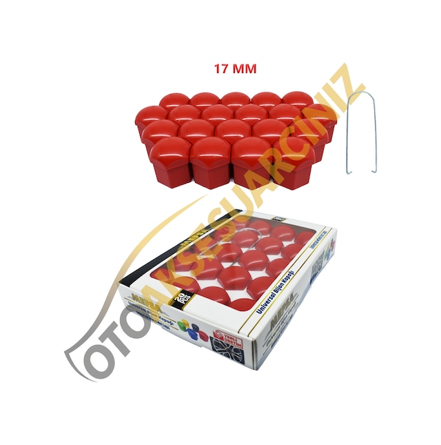 A Kalite Mefsa Bijon Kapağı Düz 17 Mm Kırmızı 20 Li Set