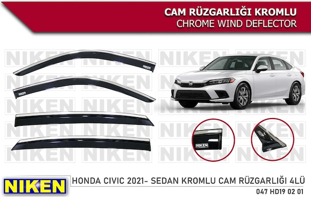 Honda Civic Fe1 Kromlu Cam Rüzgarlığı Niken 2021 Sonrası