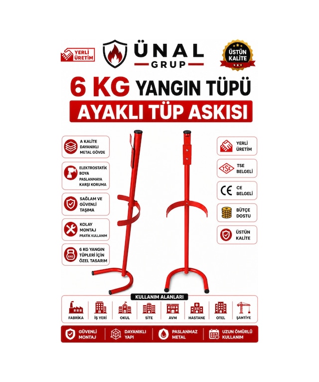 Yangın Söndürme Tüpü Askısı 6 Kg Yangın Tüpü İçin Uygun A Kalite Ev Araç İş Yeri İçin Beyaz