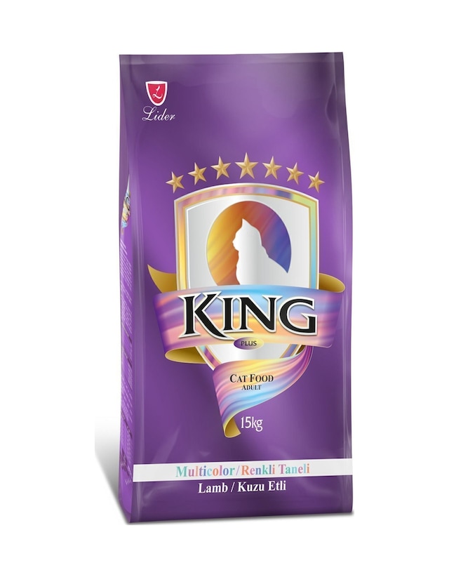 King Multicolor Renkli Taneli Kuzu Etli Yetişkin Kedi Maması 15 Kg