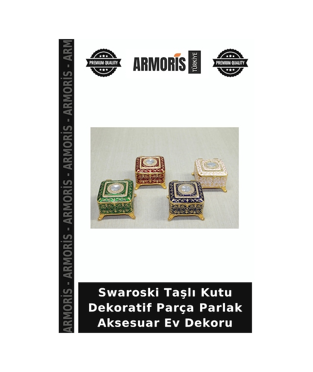 Swaroski Taşlı Kutu Dekoratif Parça Parlak Aksesuar Ev Dekoru