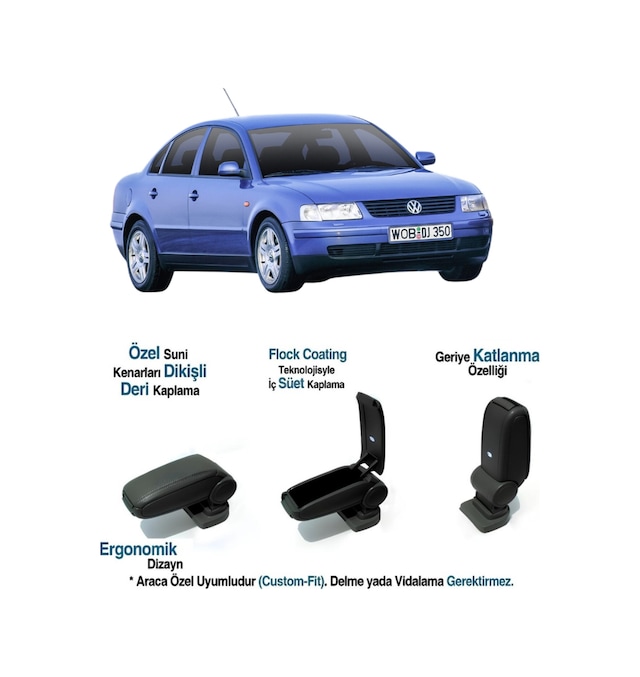 Volkswagen Passat B5 İle Uyumlu Araca Özel Kolçak Kol Dayama 1996 1997 1998 1999 2000