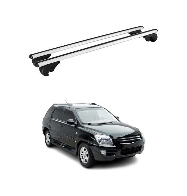 Kia Sportage 2004-2010 Arası Uyumlu Port Bagaj Taşıyıcı Ara Atkı Alüminyum Gümüş 2 Parça