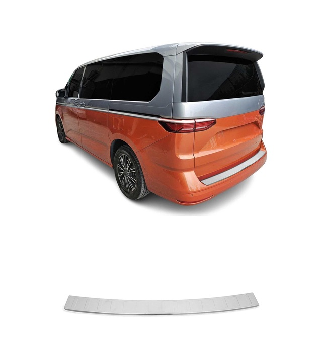 Vw Multivan T7 2022-2027 Uyumlu Krom Arka Tampon Eşiği Paslanmaz Çelik Taşlı Mat