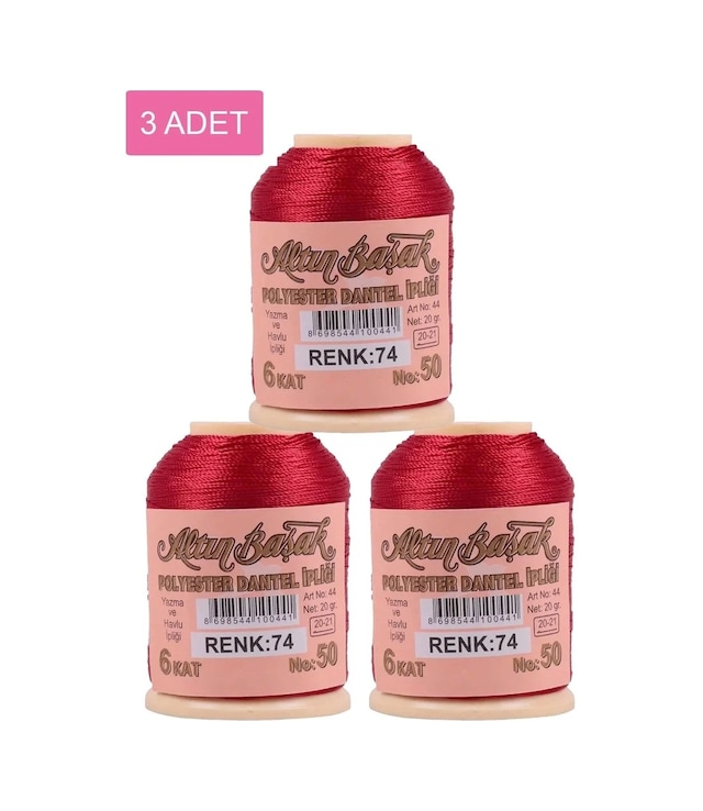 Ers 3 Adet Altınbaşak Oya Ve Dantel İpi 20 Gr - Royaleks - No: 074