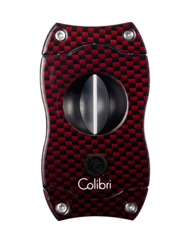 Colibri V-Cut Karbon Desenli Kırmızı Puro Kesici