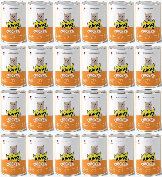 King Et Parçacıklı Tavuklu Yavru Kedi Konserve 400 Gr 24 Adet