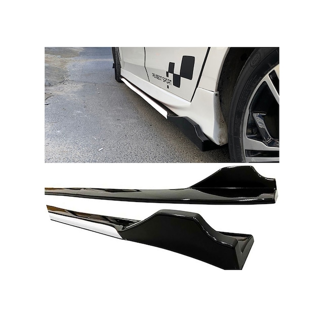 Citroen C5 2008-2012 Beyaz Şeritli Renkli Yan Marşpiyel 2 Adet Piona Black