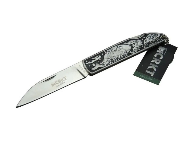 Cr 0102 Kamp Çakı 20 Cm - Balık Desenli Metal Sap, Kılıflı, Kutulu