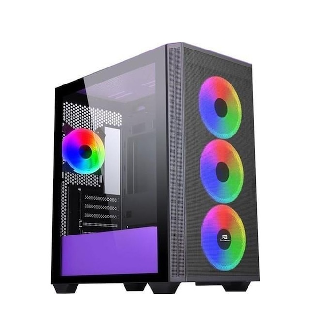 PowerBoost PB-P2252BP RING FAN -MOR ATX ARGB Black Mesh Front