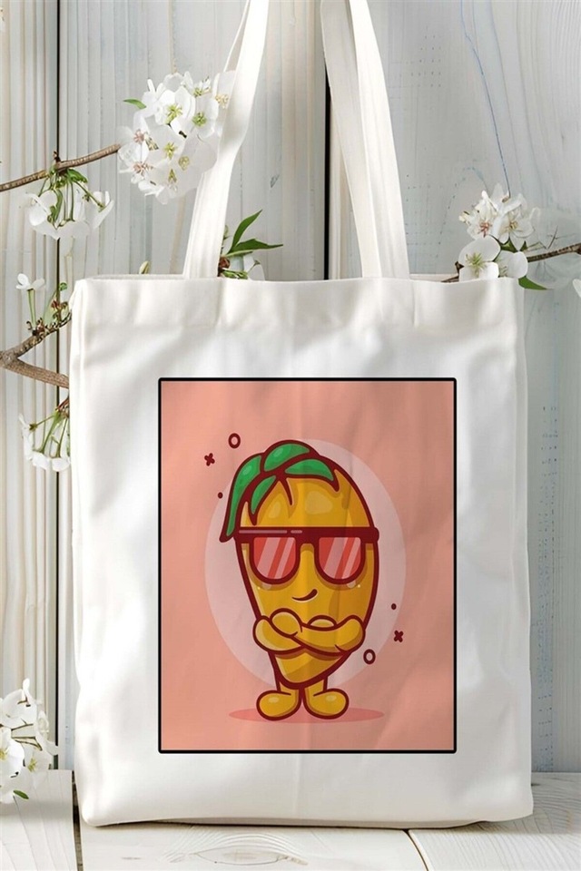Art Hediye Mango Baskılı Bez Çanta Omuz Çantası Kişiye Özel Desen 3
