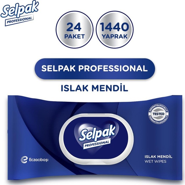 Selpak Professional Islak Mendil 60 Yaprak x 24 Adet 24'lü Set