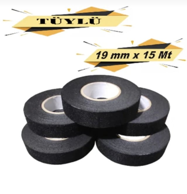 Point 5 Adet Bez Bant Tüylü Yanmaz Kumaş Kablo Sarma Bantı 19mm 15mt 19 MM