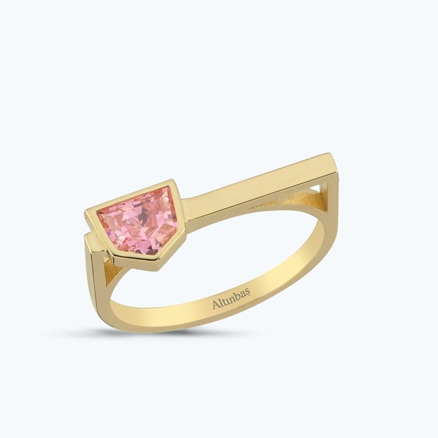 Altınbaş Pembe Taşlı Altın Yüzük Ayz00489-y-25842-p Çok Renkli