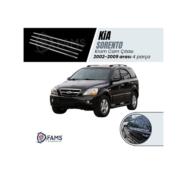 Kia Sorento Krom Cam Çıtası 4 Prç P.Çelik 2002-2010 Arası