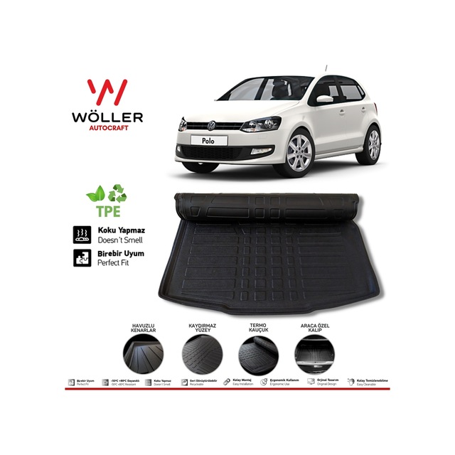 Volkswagen Polo Bagaj Havuzu 2010 2017 Arası 3D Wöller Ultraflex Alt Bagaj Rafı