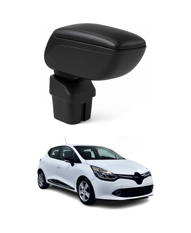 Renault Clio 2012-2019 Adaptörlü Model Uyumlu Kolçak Kol Dayama Siyah Suni Deri Araca Özel