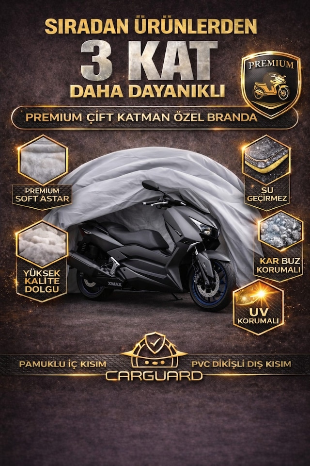 Carguard Yamaha X-max 250 Uyumlu Fitilli Motosiklet Brandası Motor Örtüsü-arka Çanta Uyumlu