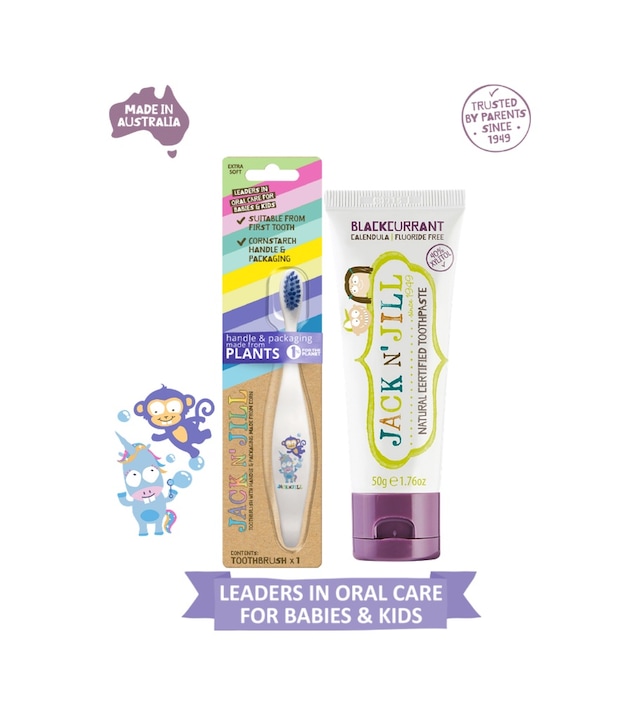 Jack N Jill Bebek/çocuk Diş Fırçalama Seti Unicorn&monkey Diş Fırçası + Frenk Üzüm Aromalı Diş Macunu 50g