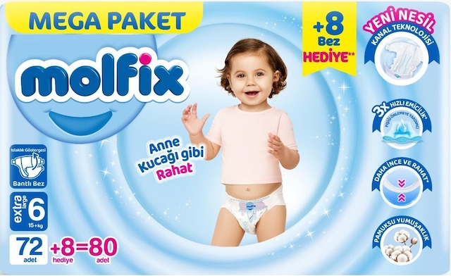 Molfix Bebek Bezi Beden:6 15+kg Extra Large Mega Pk 80 Adet