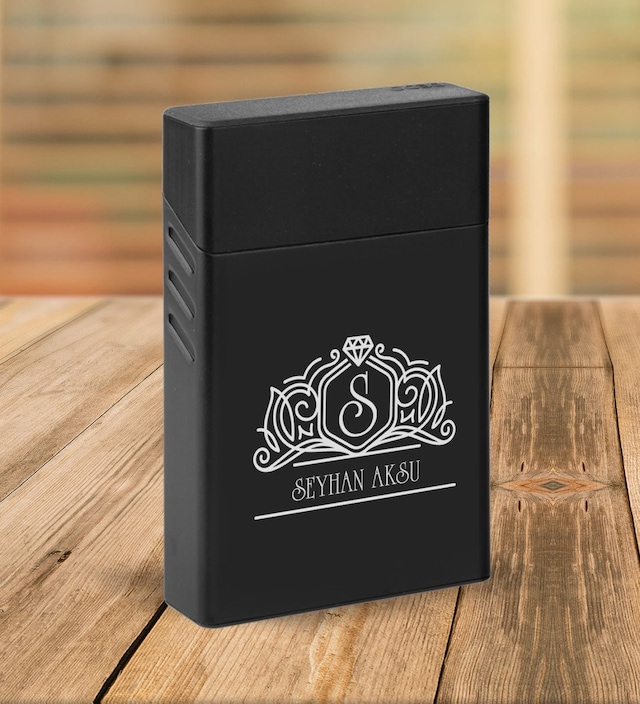 Bk Gift Kişiye Özel Siyah Slim Boy Metal Sigara Kutusu-13